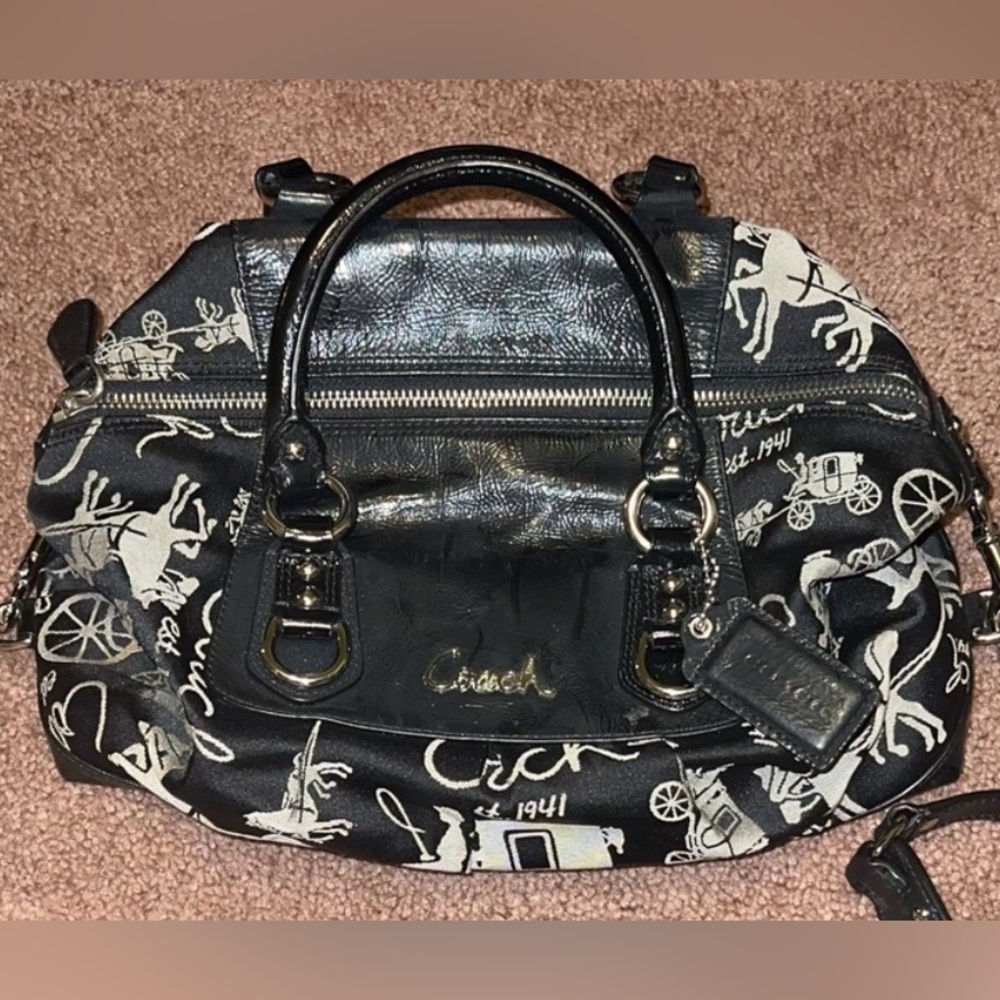 Vintage Coach Convertible Satchel with Coach Embossed Turnlock Leather Wallet